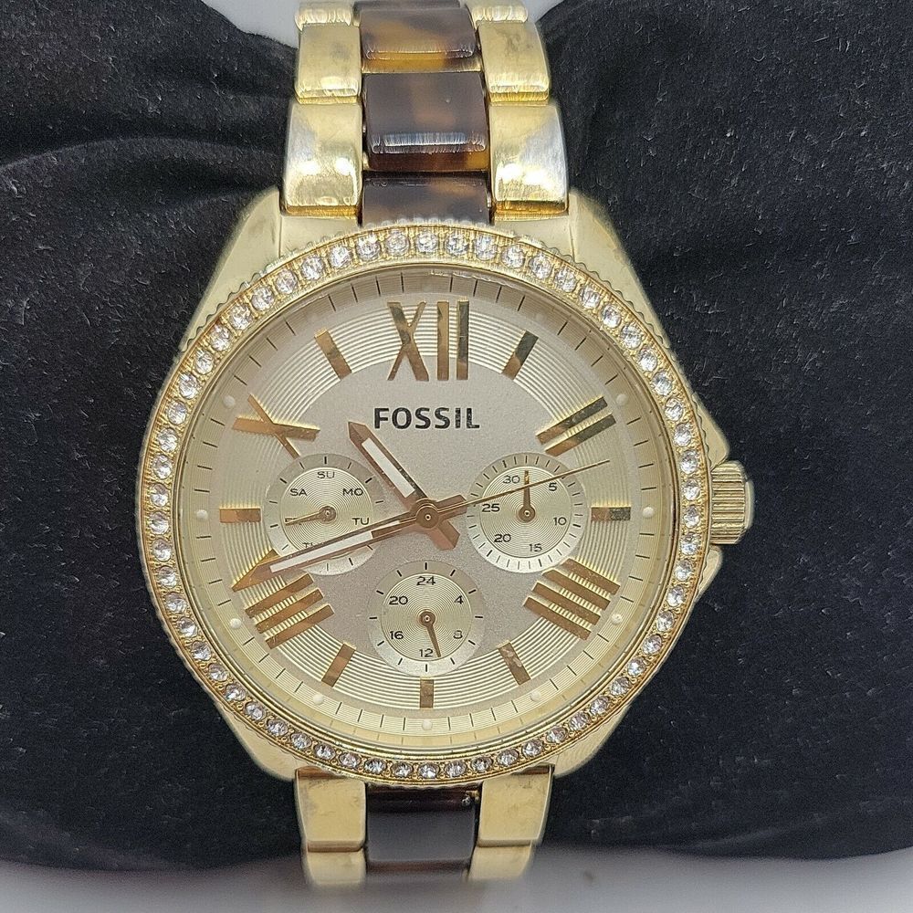 Fossil Cecile AM4499 Women's Stainless Steel Analog Champagne Dial Watch BC262